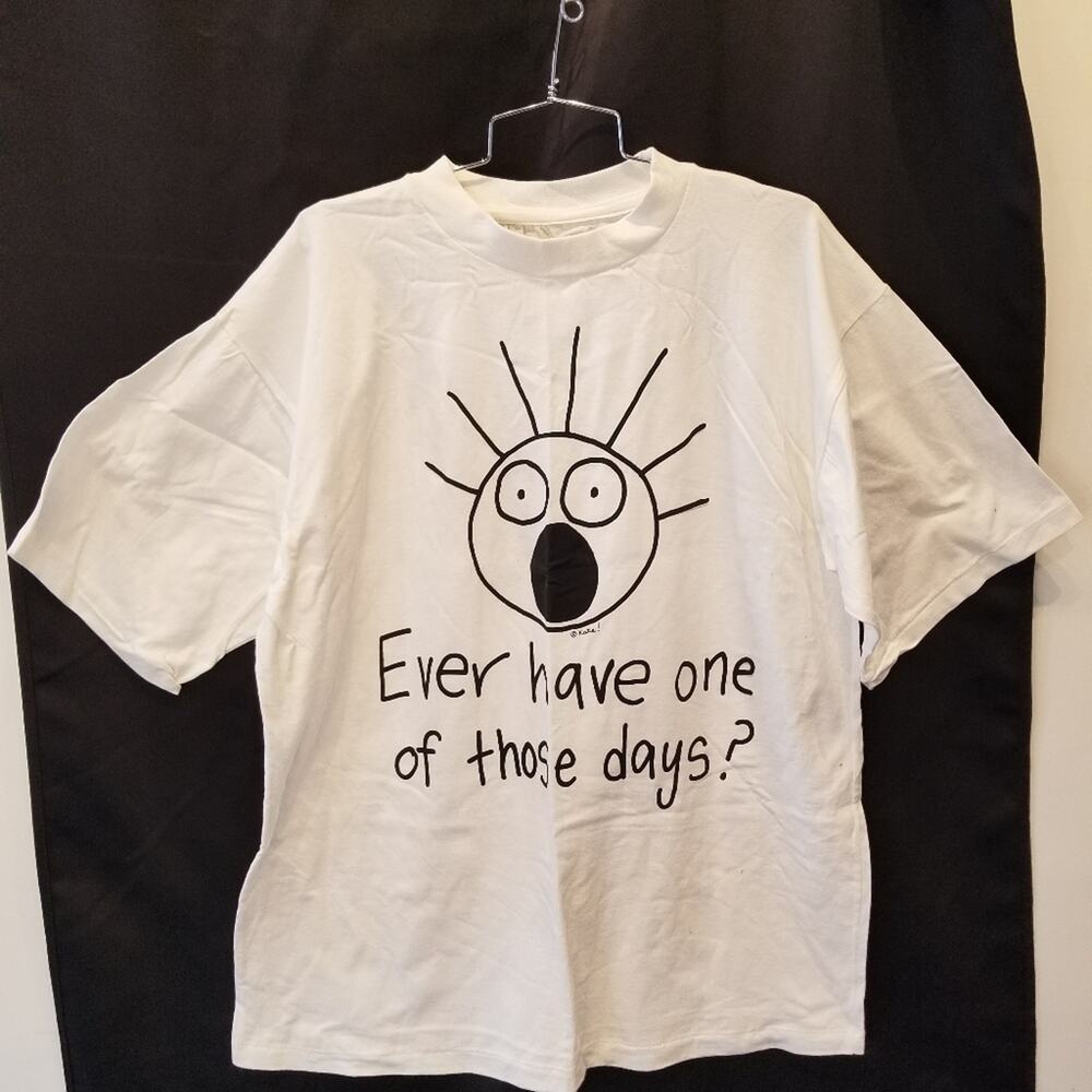 Vintage‎ 90's New Single Stitch Graphic Tee Scared Guy White Size XXL